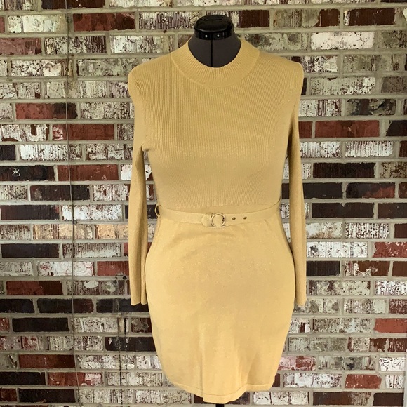 Free People Gold Belted Casual Dress - Picture 1 of 16